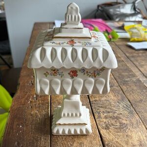 Vintage 1964 Westmoreland Floral Ceramic Handpainted Candy Dish